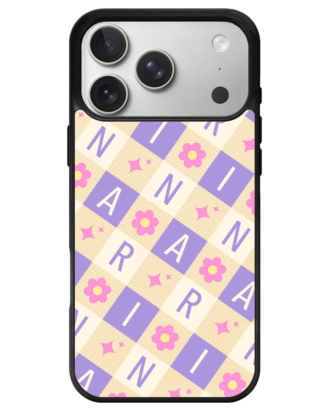 iPhone Leather Grip - Flower Grid Monogram 3.0