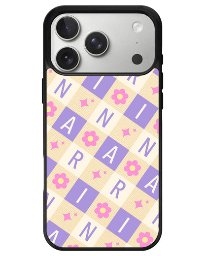 iPhone Leather Grip - Flower Grid Monogram 3.0