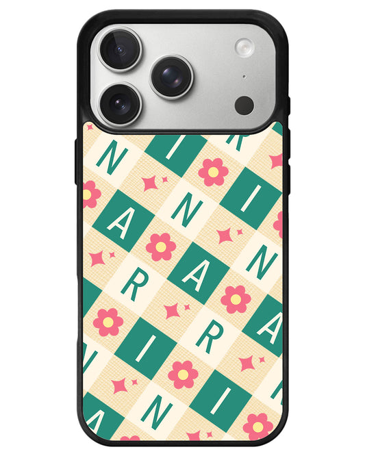 iPhone Leather Grip - Flower Grid Monogram 4.0