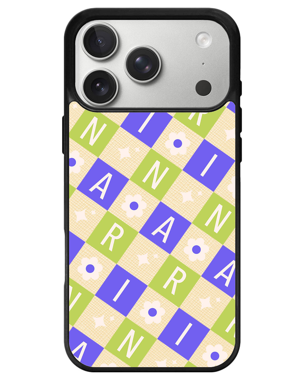 iPhone Leather Grip - Flower Grid Monogram 5.0