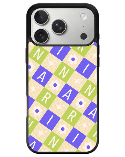 iPhone Leather Grip - Flower Grid Monogram 5.0