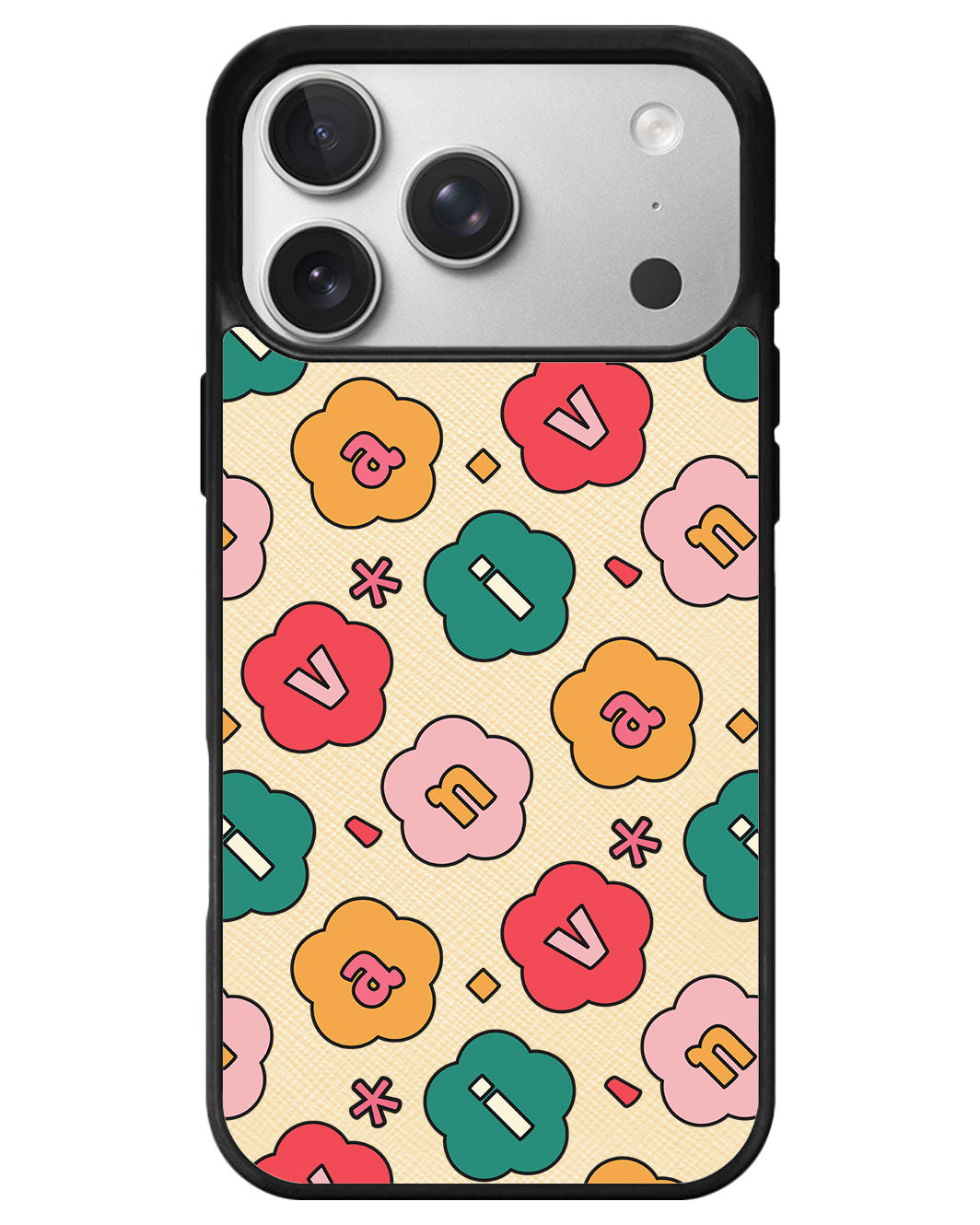 iPhone Leather Grip - Flower Petals Monogram 3.0