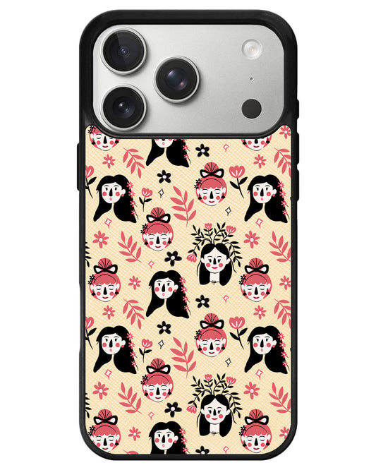 iPhone Leather Grip - Flowery Faces