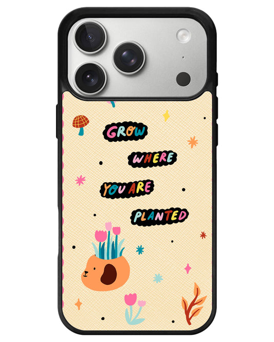iPhone Leather Grip - Grow Where You Are Planted