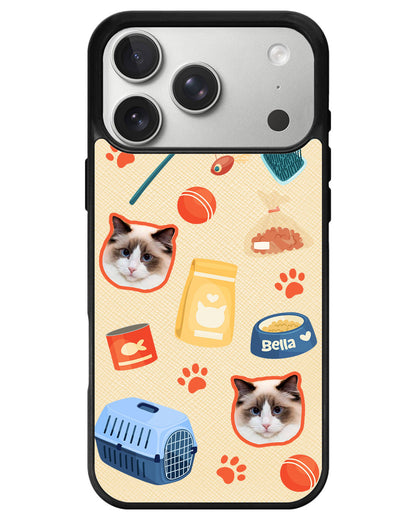 iPhone Leather Grip - Pet Grid Kitty Adventures