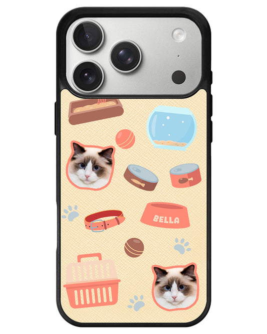 iPhone Leather Grip - Pet Grid Kitty Cozy Corner