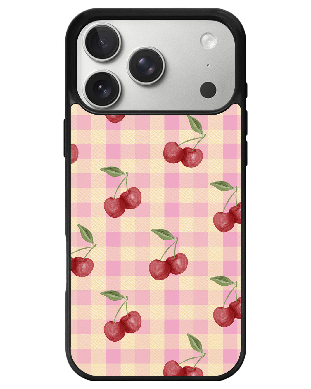 iPhone Leather Grip - Cherry Tartan