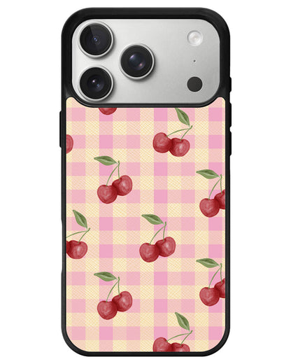 iPhone Leather Grip - Cherry Tartan