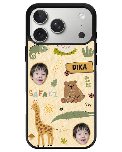 iPhone Leather Grip - Face Grid Safari