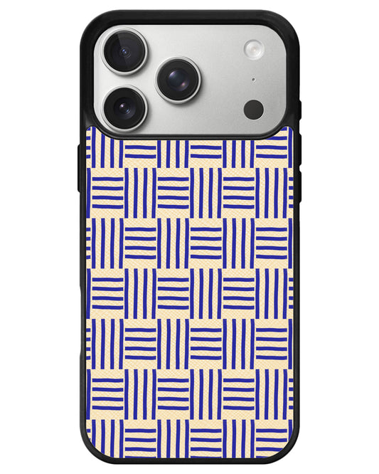 iPhone Leather Grip - Naval Checkered