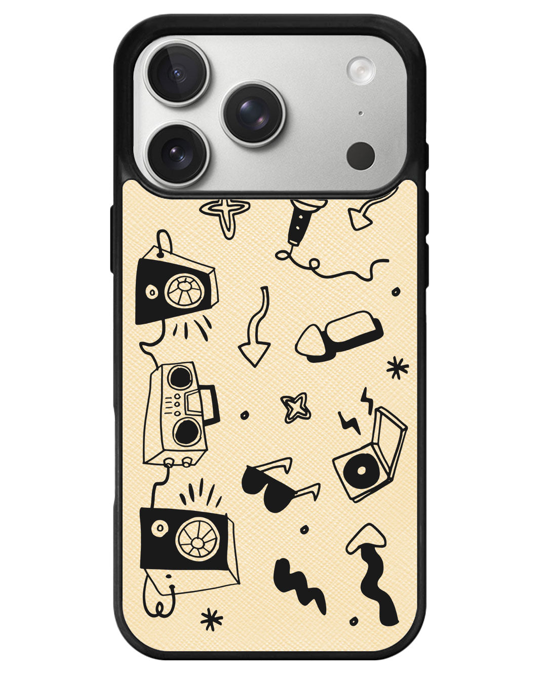 iPhone Leather Grip - Rock n Roll Black