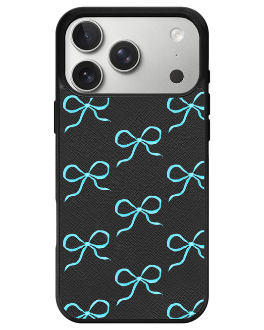 iPhone Leather Grip - Coquette Blue Bow