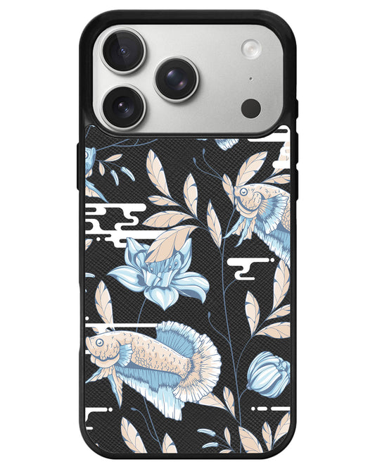 iPhone Leather Grip - Fish & Floral 4.0