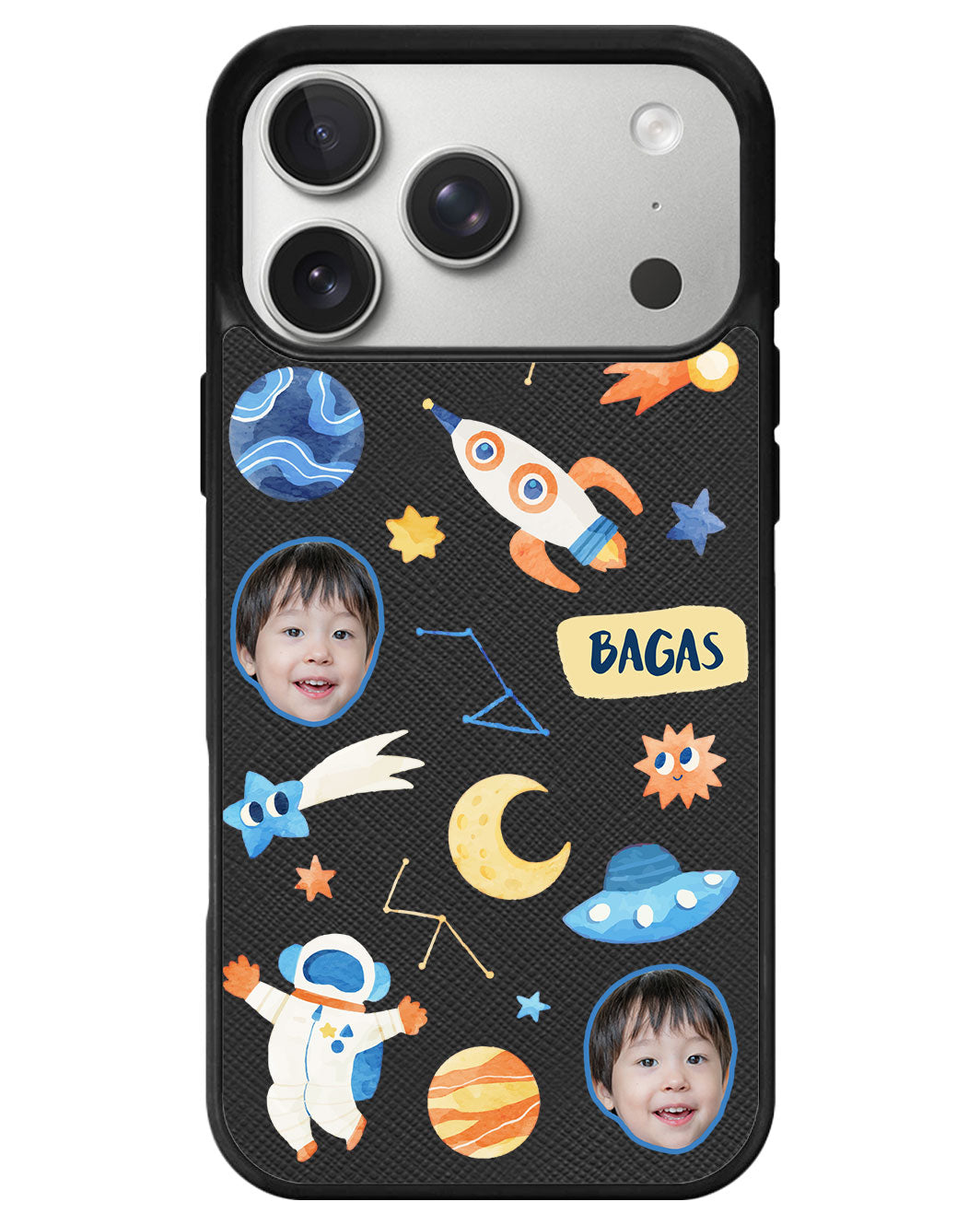 iPhone Leather Grip - Face Grid Astronout