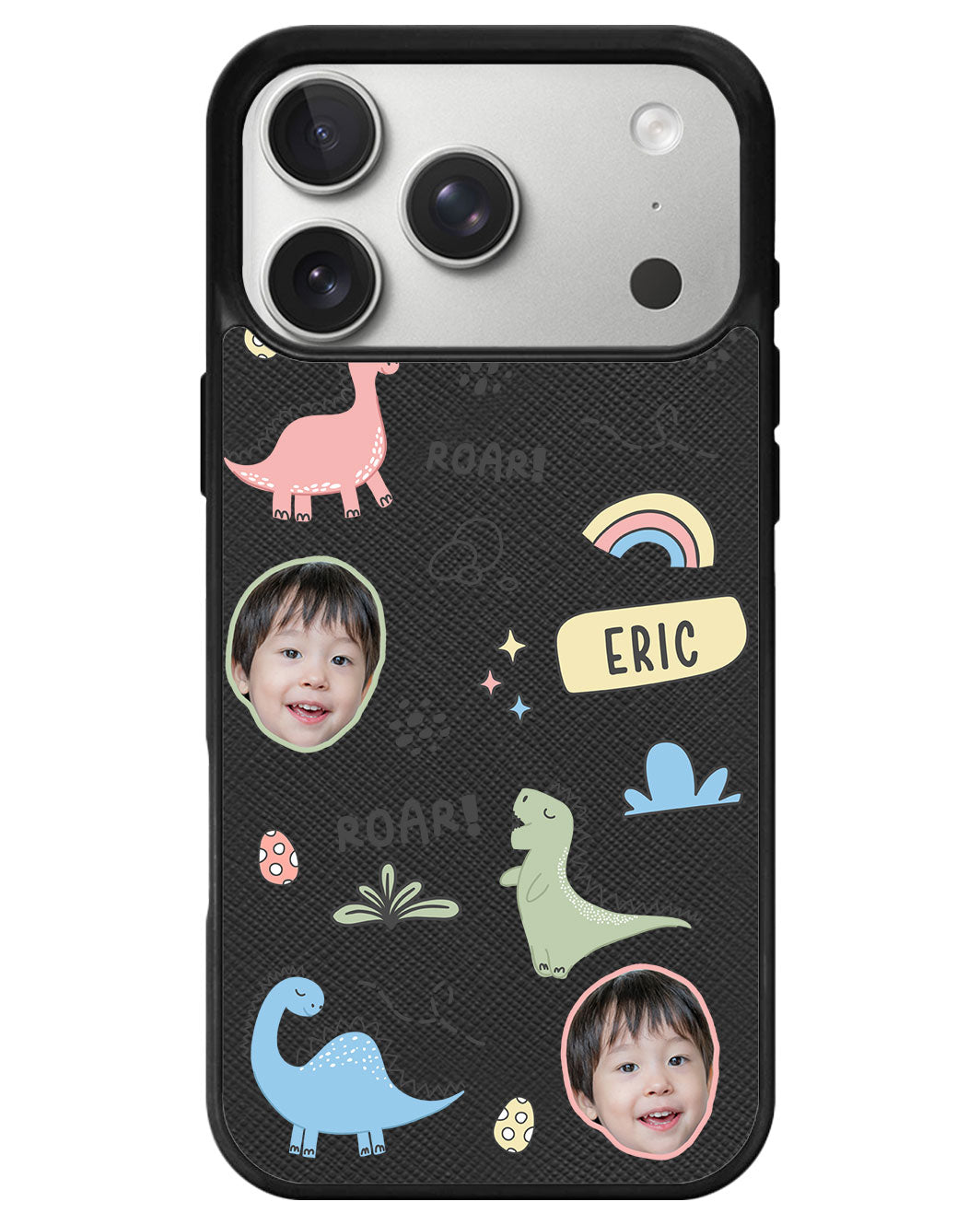 iPhone Leather Grip - Face Grid Dino