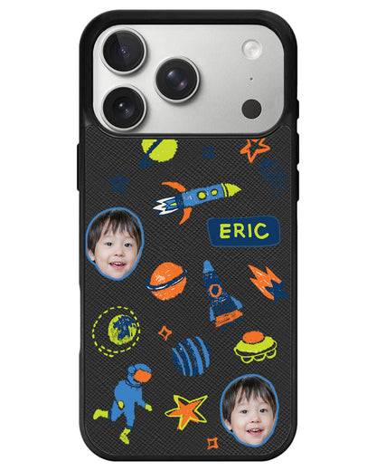 iPhone Leather Grip - Face Grid Galaxy