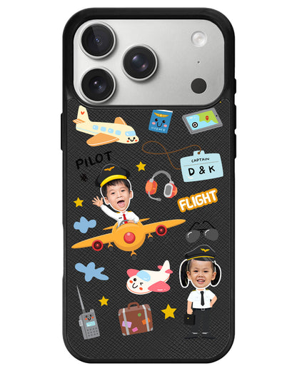 iPhone Leather Grip - Face Grid Dream Pilot