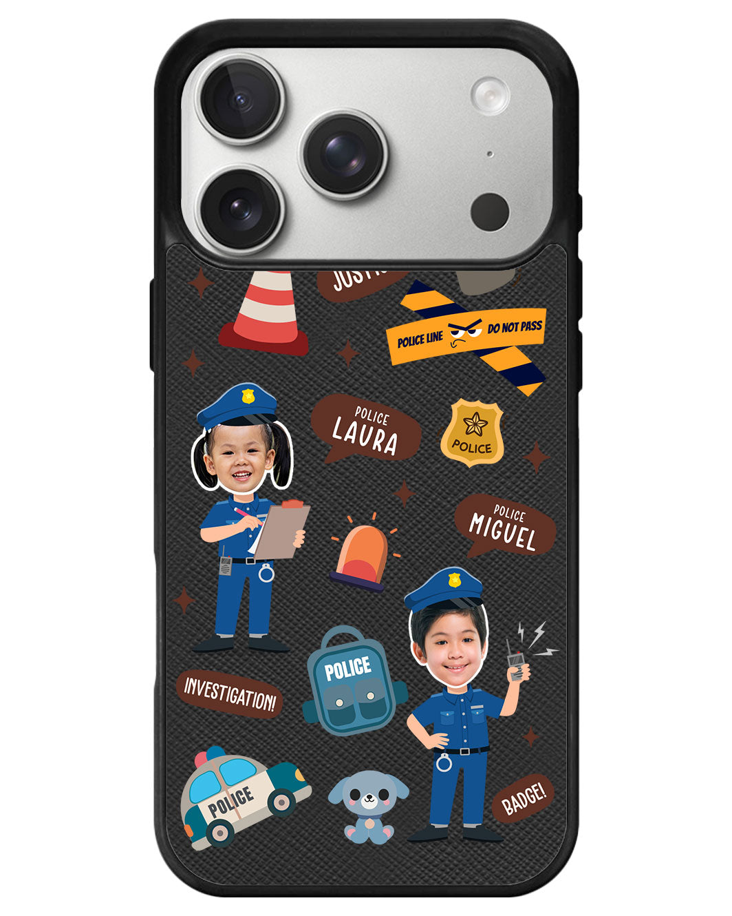 iPhone Leather Grip - Face Grid Dream Police