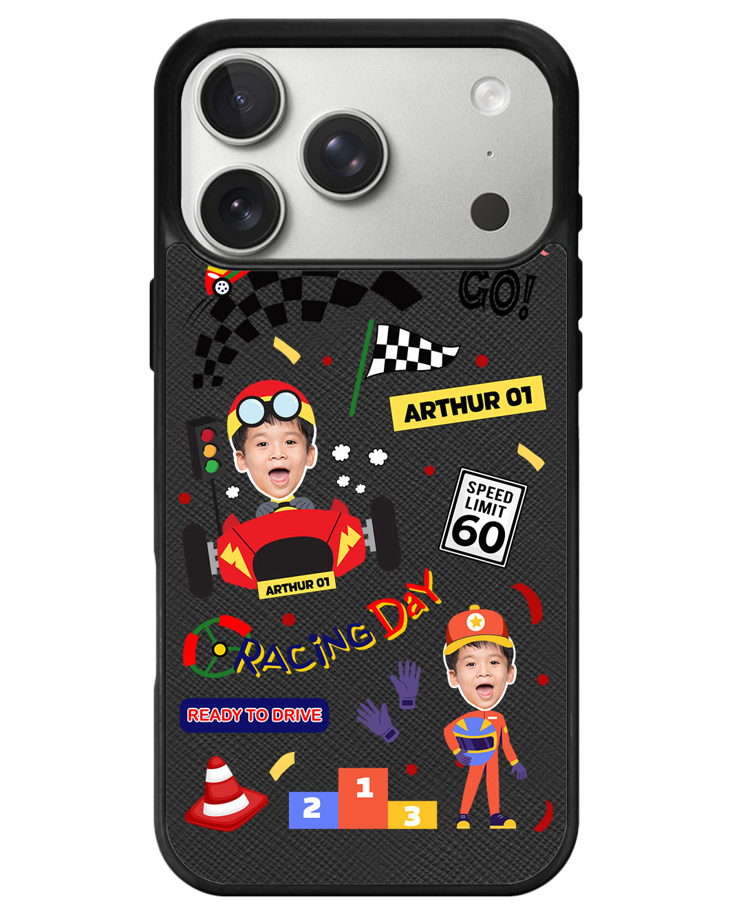 iPhone Leather Grip - Face Grid Dream Racer