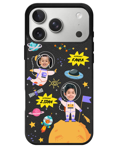 iPhone Leather Grip - Face Grid Dream Astronaut