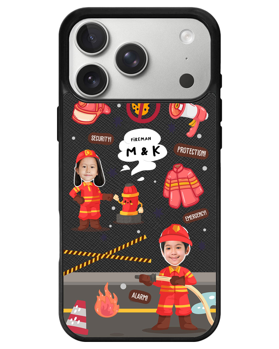 iPhone Leather Grip - Face Grid Dream Firefighter