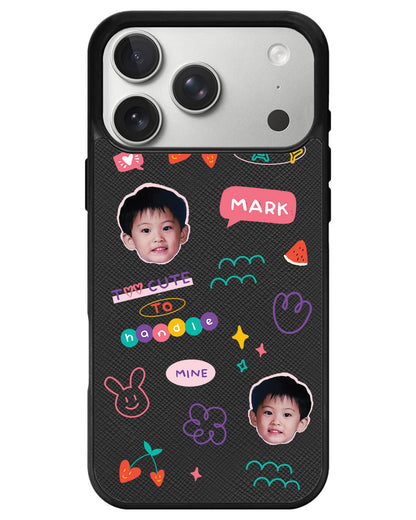 iPhone Leather Grip - Face Grid