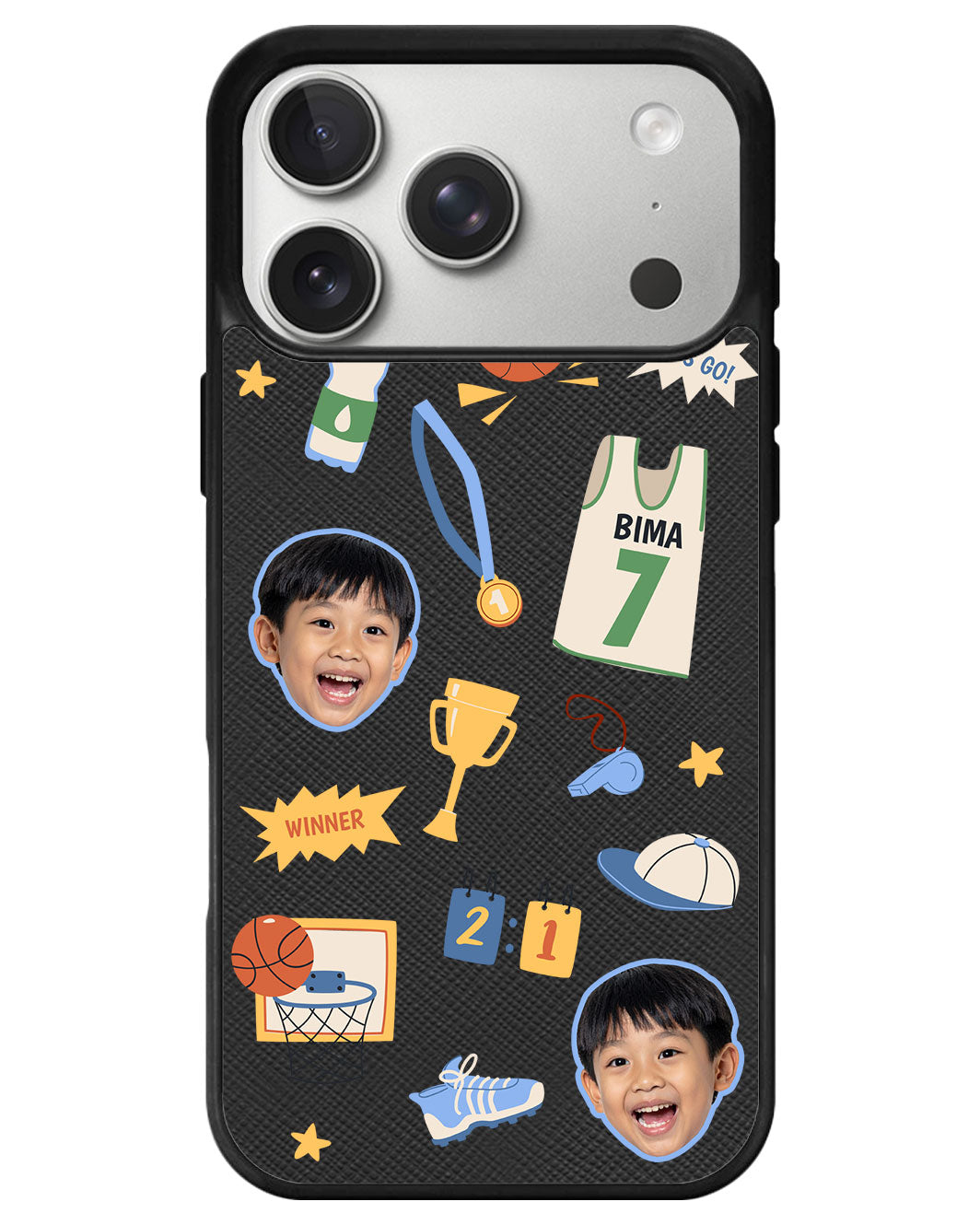 iPhone Leather Grip - Face Grid Basketball