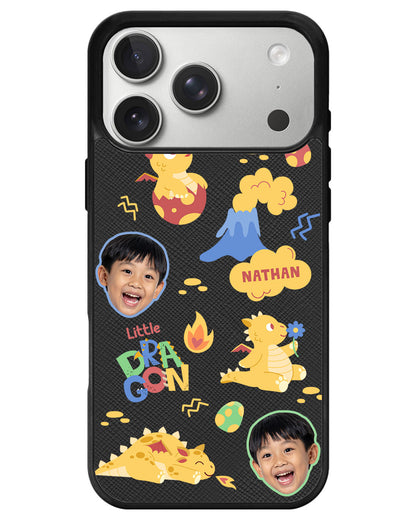 iPhone Leather Grip - Face Grid Little Dragon