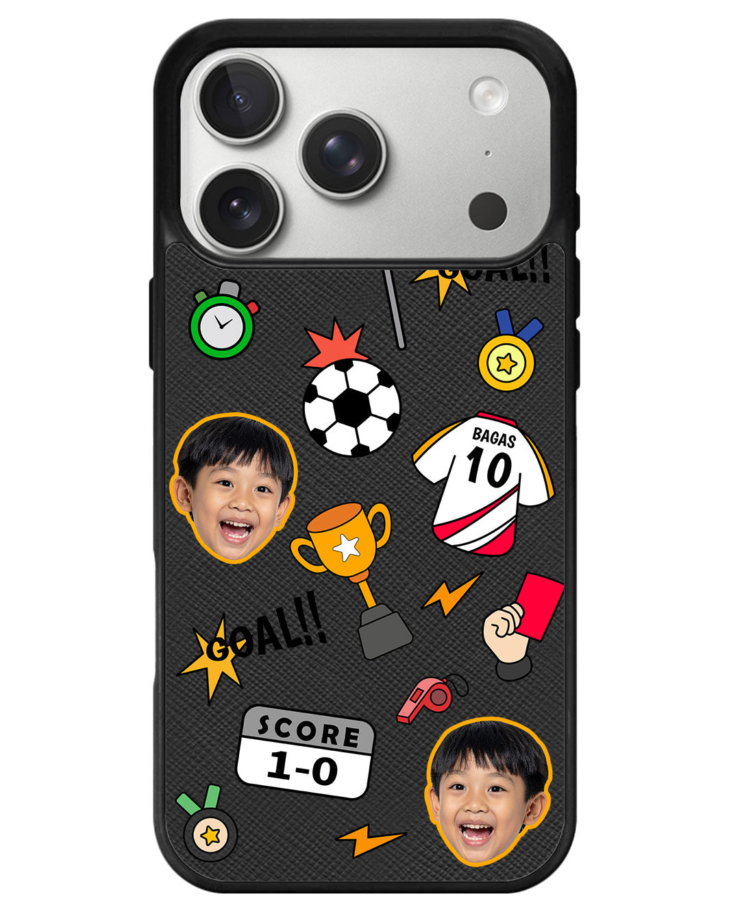 iPhone Leather Grip - Face Grid Soccer