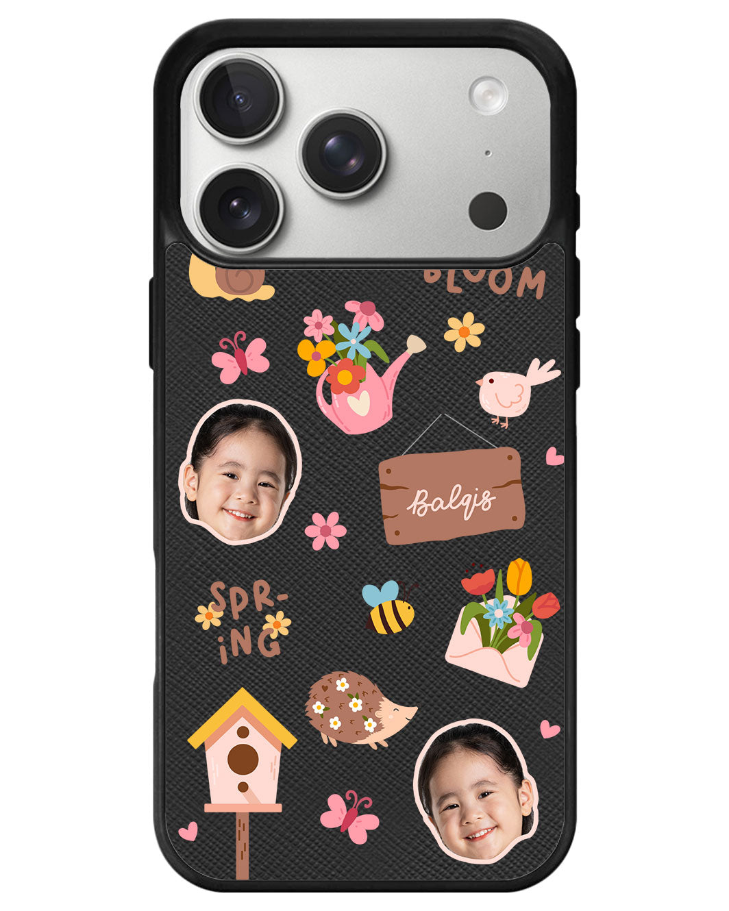 iPhone Leather Grip - Face Grid Spring Bloom