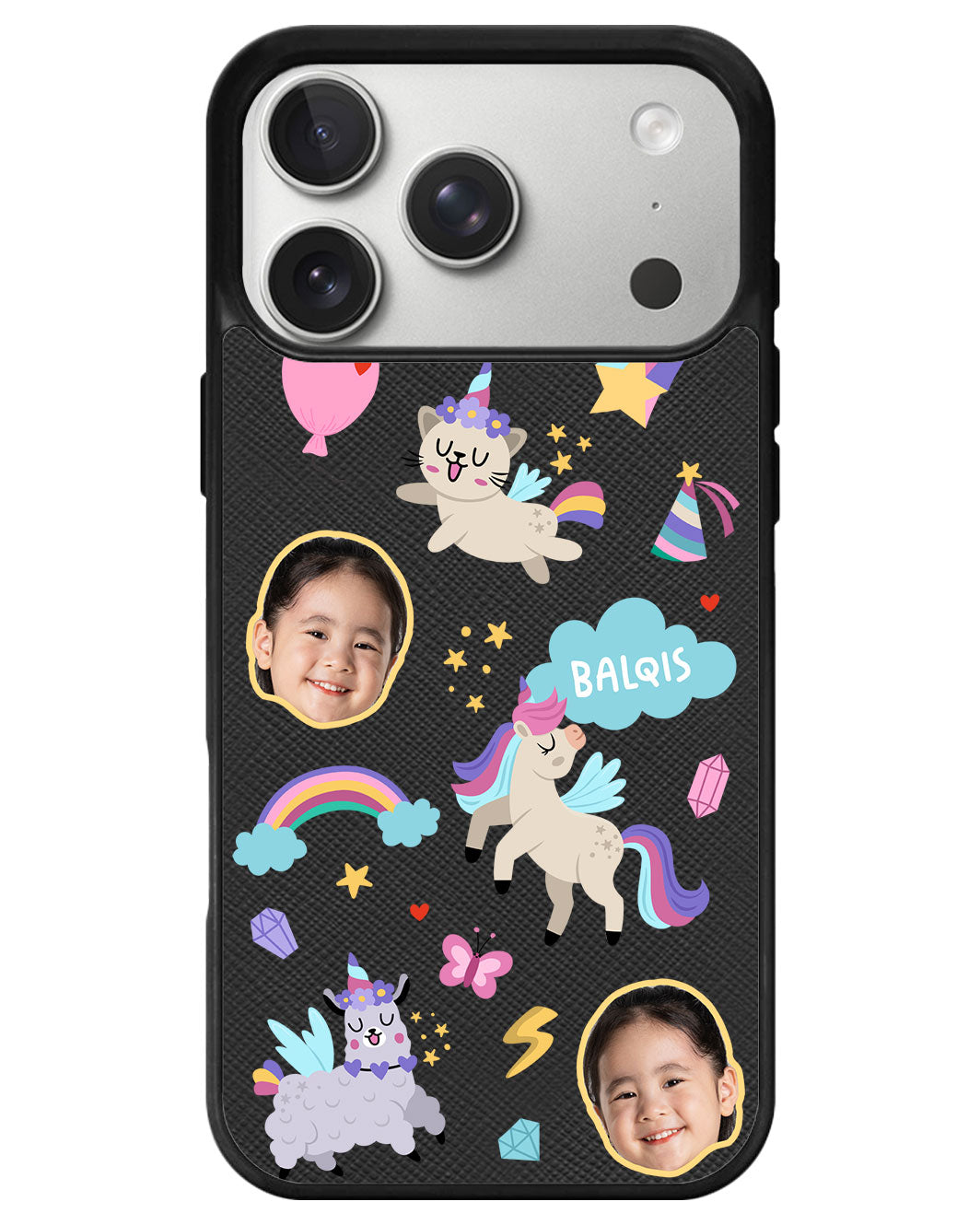 iPhone Leather Grip - Face Grid Unicorn