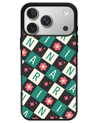 iPhone Leather Grip - Flower Grid Monogram 4.0