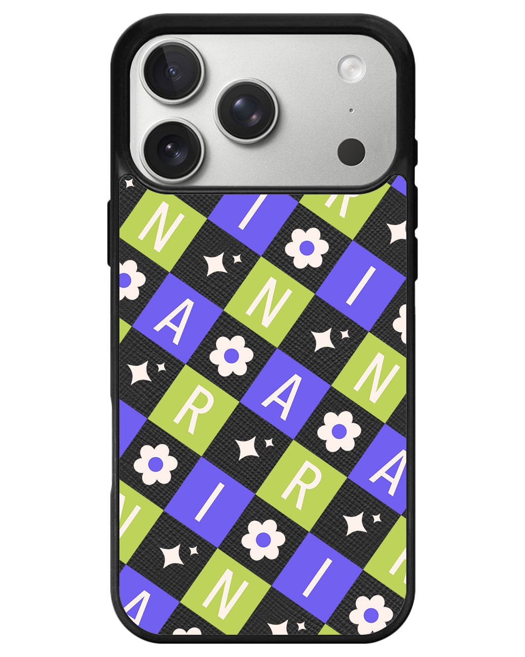 iPhone Leather Grip - Flower Grid Monogram 5.0