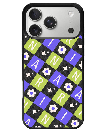 iPhone Leather Grip - Flower Grid Monogram 5.0