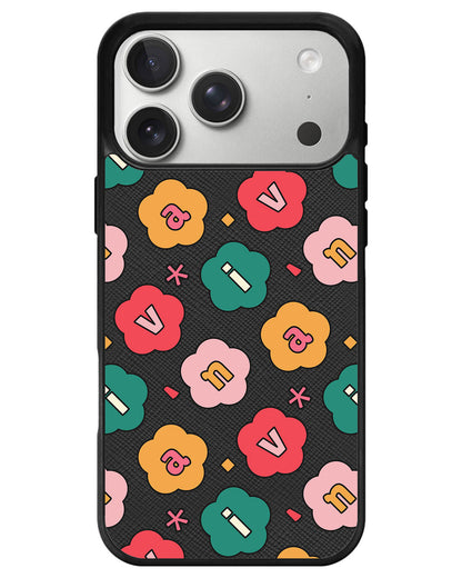 iPhone Leather Grip - Flower Petals Monogram 3.0