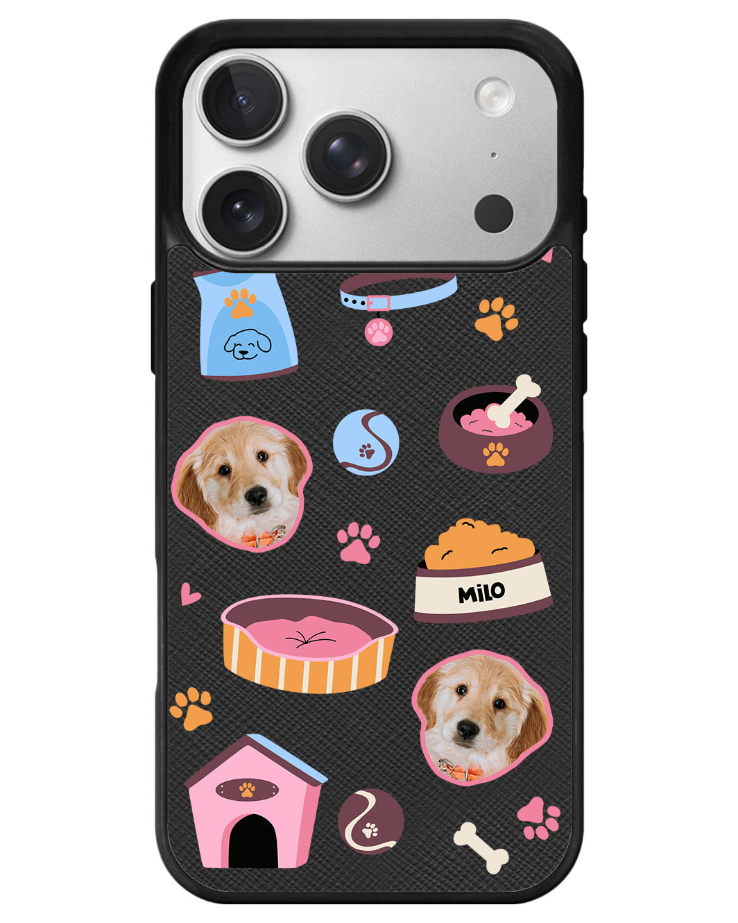 iPhone Leather Grip - Pet Grid Puppy Cozy Day