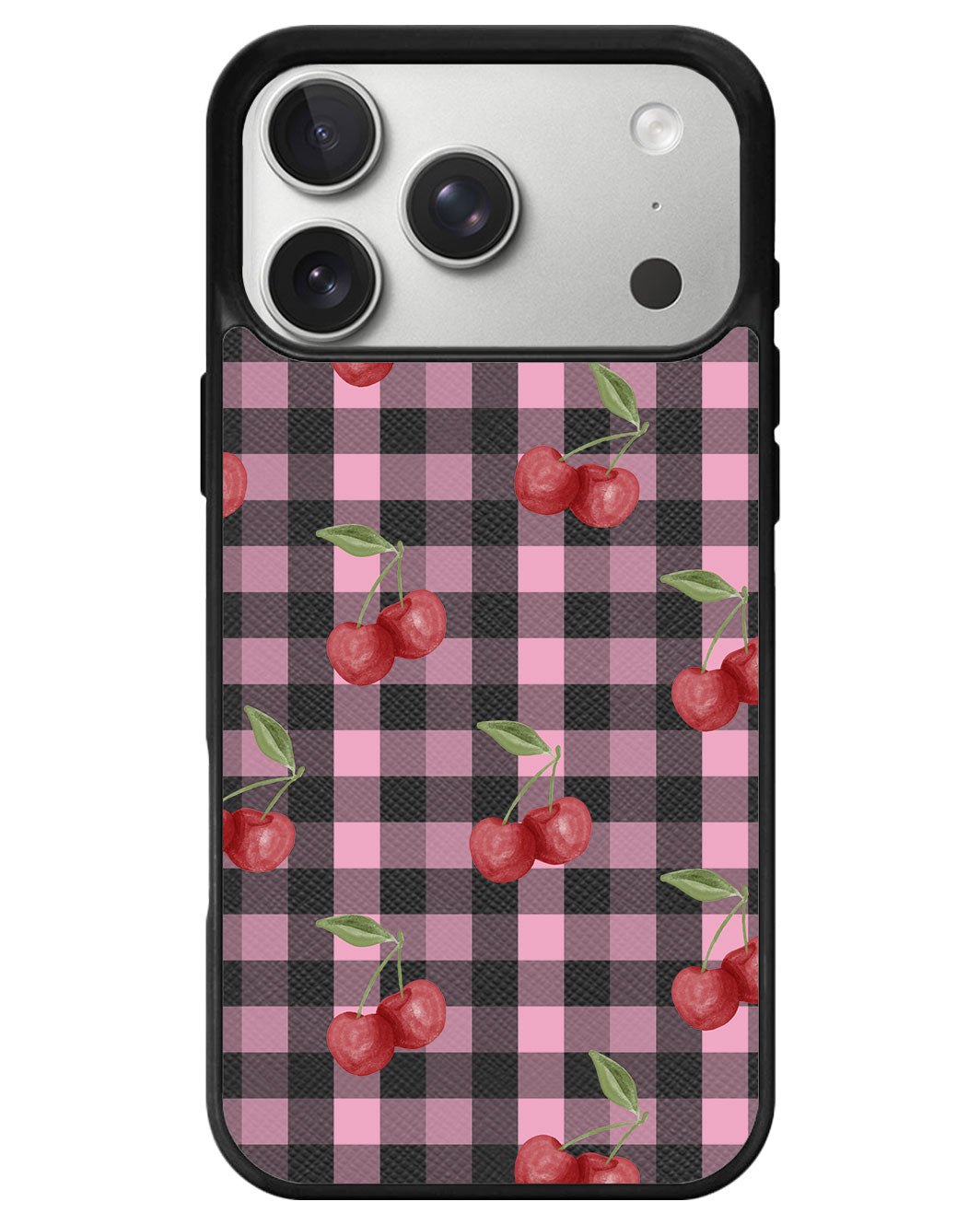 iPhone Leather Grip - Cherry Tartan