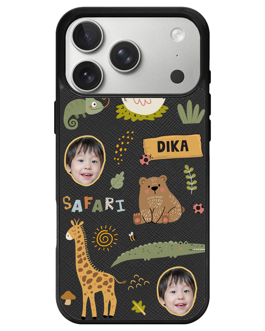 iPhone Leather Grip - Face Grid Safari