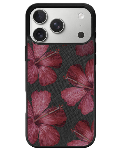 iPhone Leather Grip - Goth Hibiscus