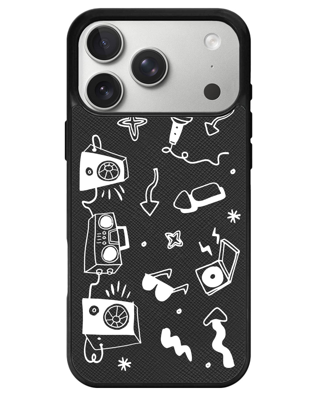 iPhone Leather Grip - Rock n Roll White