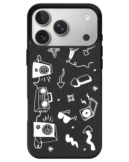 iPhone Leather Grip - Rock n Roll White