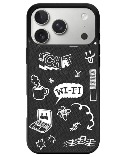 iPhone Leather Grip - Social White