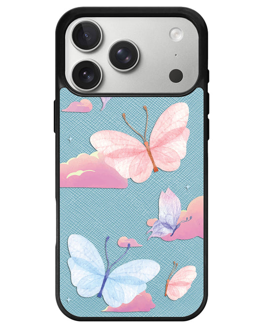 iPhone Leather Grip - Butterfly & Clouds
