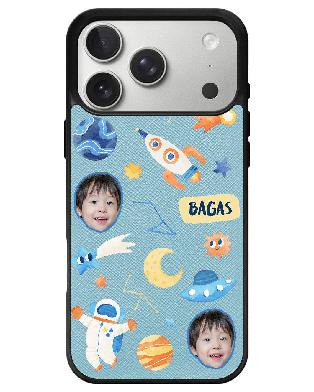 iPhone Leather Grip - Face Grid Astronout