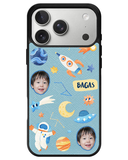 iPhone Leather Grip - Face Grid Astronout
