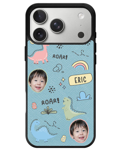 iPhone Leather Grip - Face Grid Dino