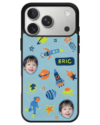 iPhone Leather Grip - Face Grid Galaxy