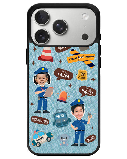 iPhone Leather Grip - Face Grid Dream Police