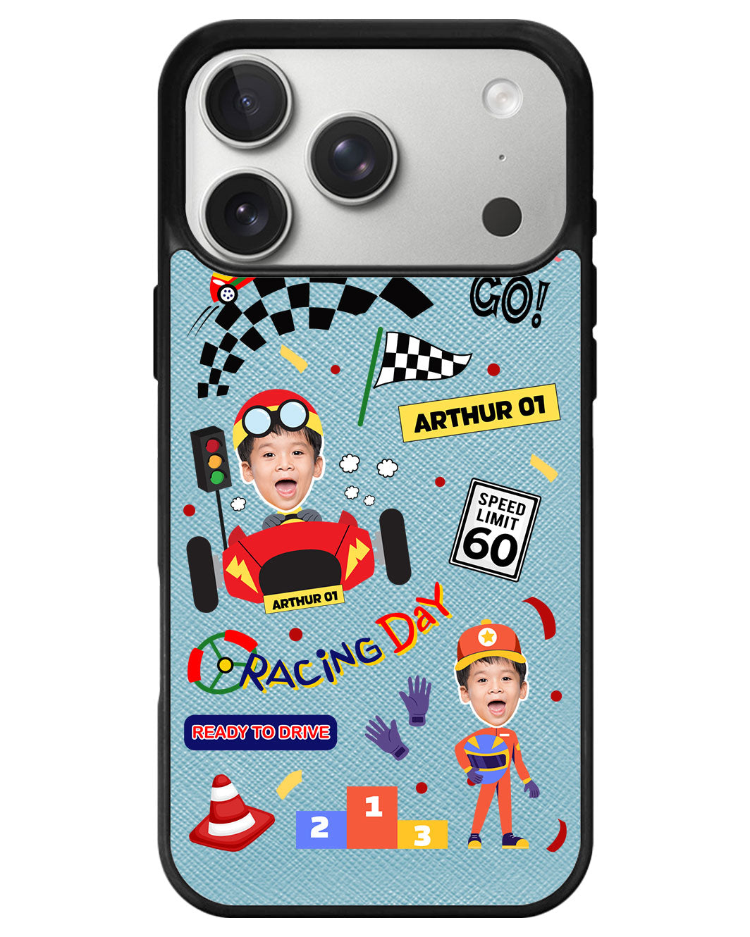 iPhone Leather Grip - Face Grid Dream Racer