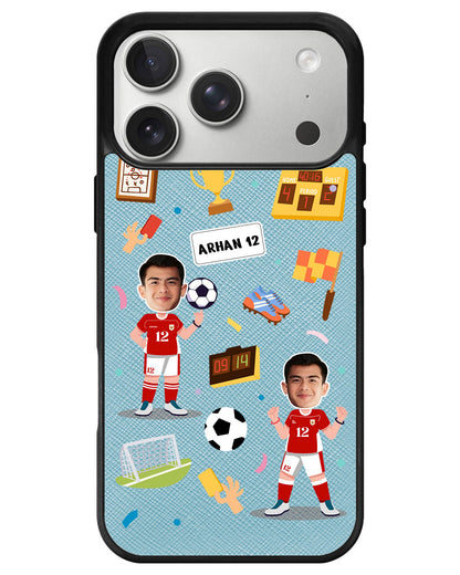 iPhone Leather Grip - Face Grid Dream Soccer